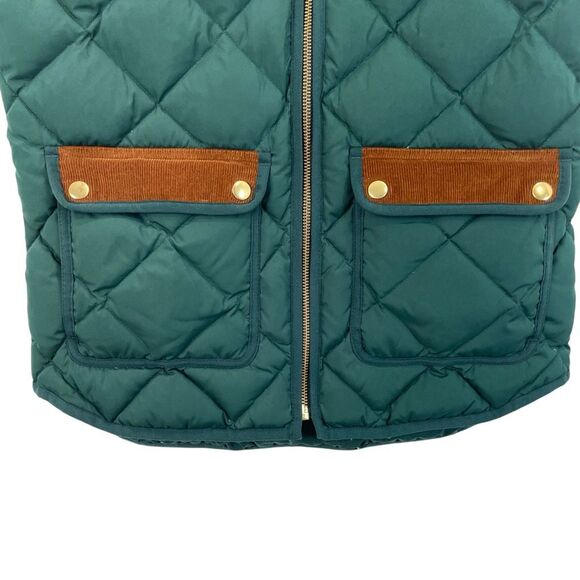J. Crew‎ quilted excursion zip up vest Size XS green mustard yellow old money - Picture 5 of 8